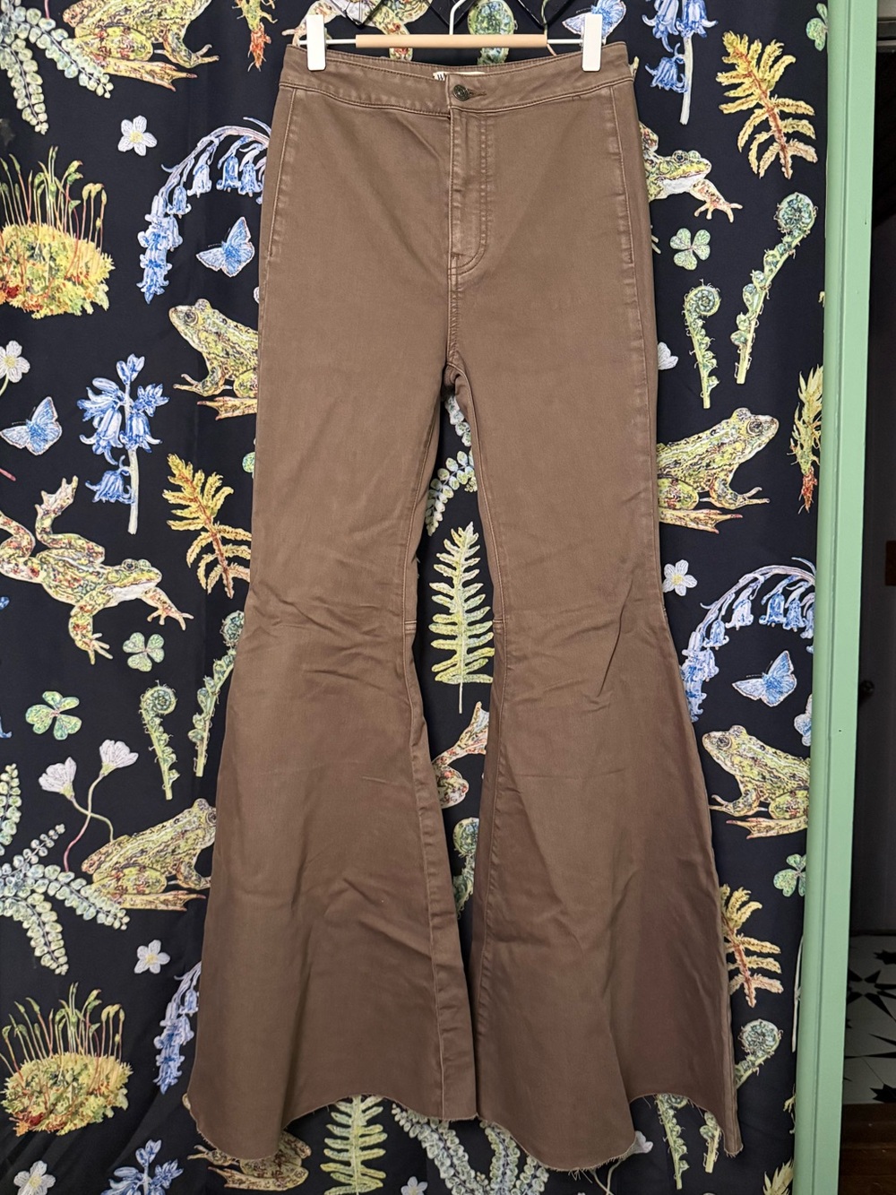 We The Free Brown High-Rise Flare Leg Pants